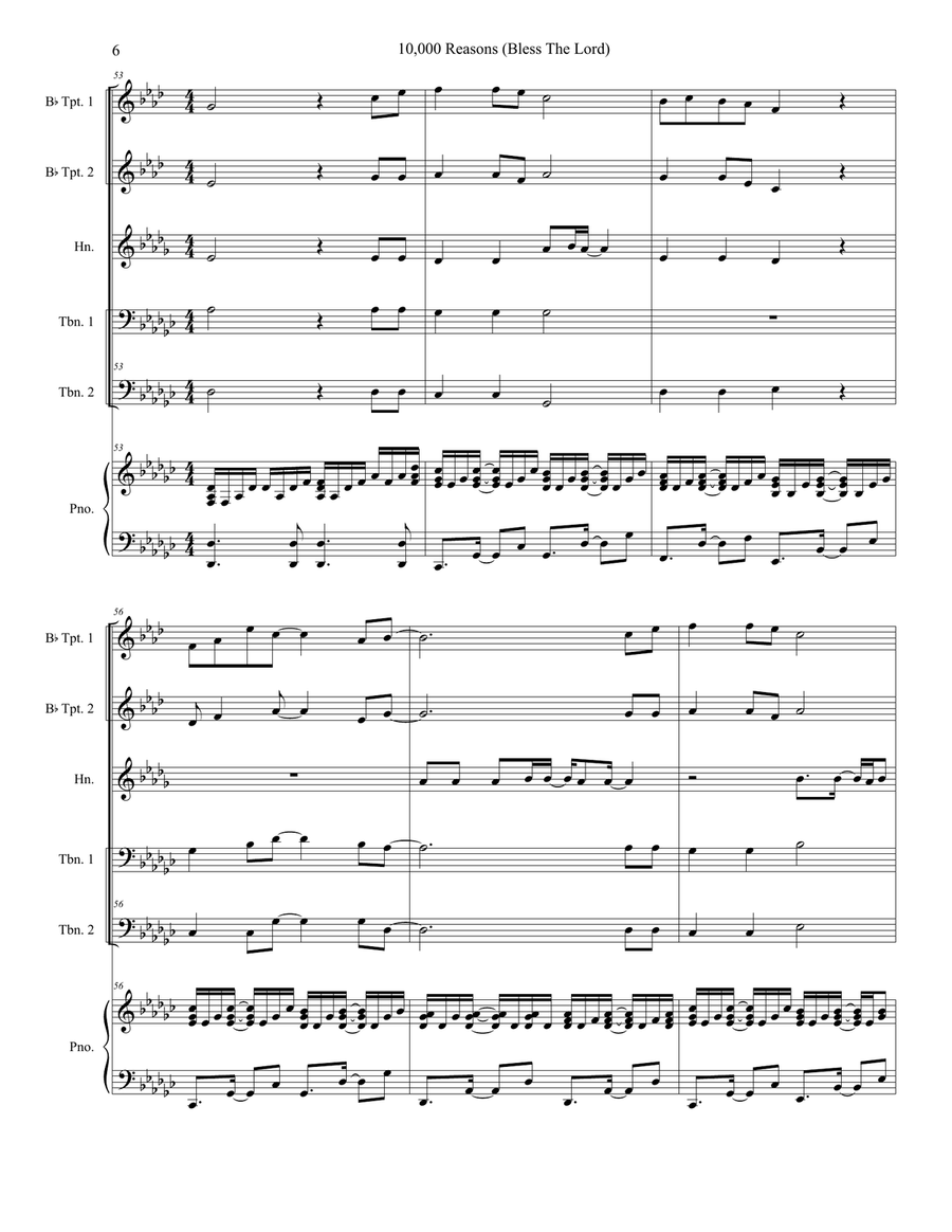 10,000 Reasons (Bless The Lord) Brass Ensemble scores gallery preview page 6