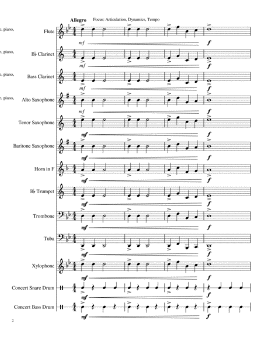 Jingle Bells Beginning Band Skill Builder