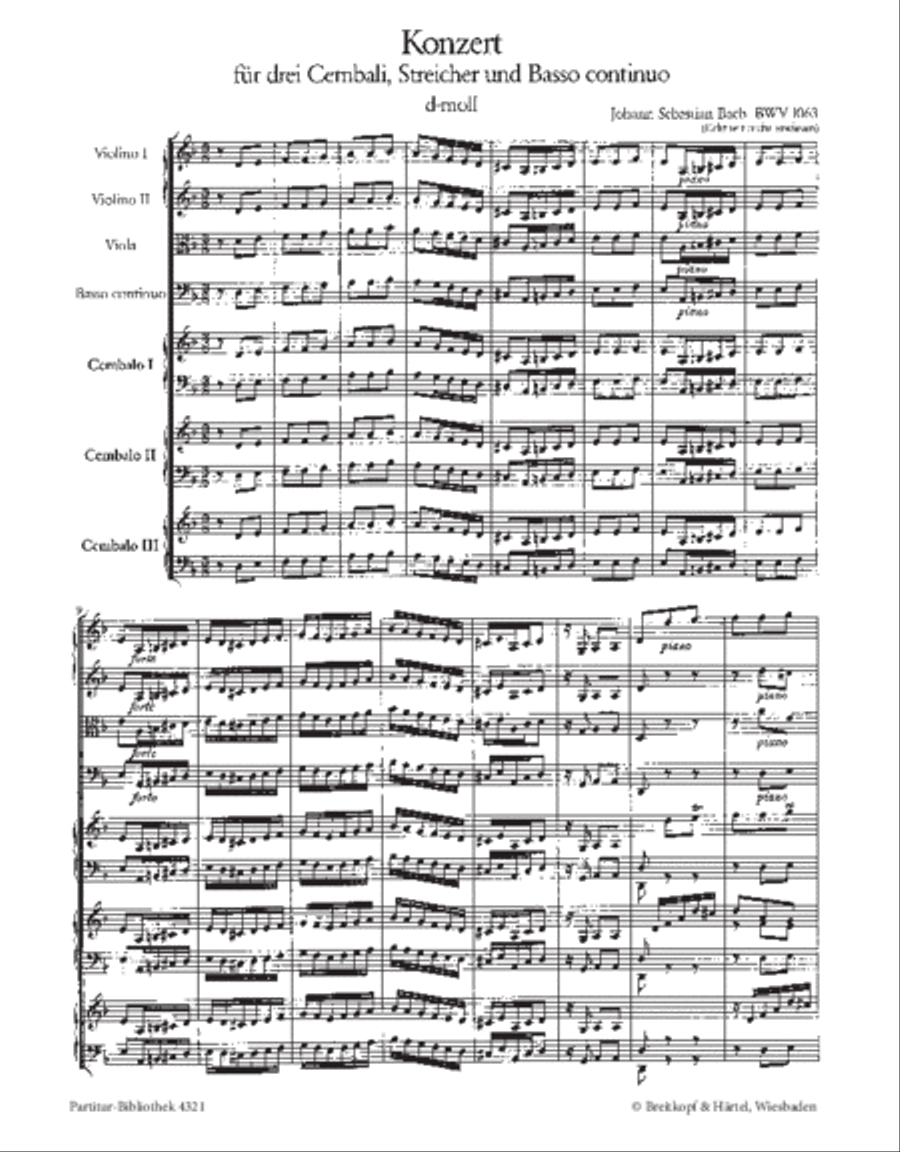 Harpsichord Concerto in D minor BWV 1063 Orchestra scores gallery preview page 2