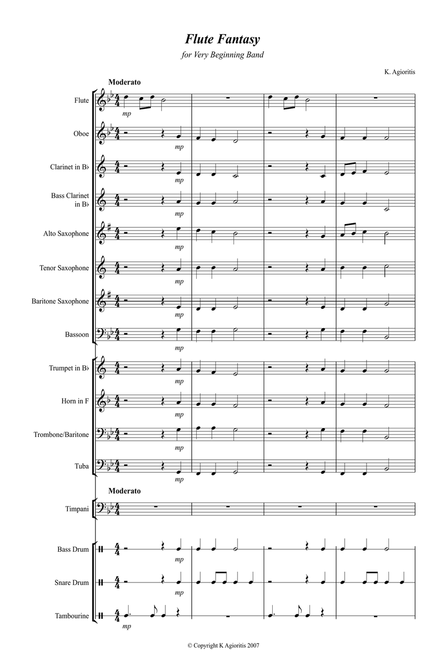 Flute Fantasy - Flute Feature for Beginning Band Concert Band scores gallery preview page 1