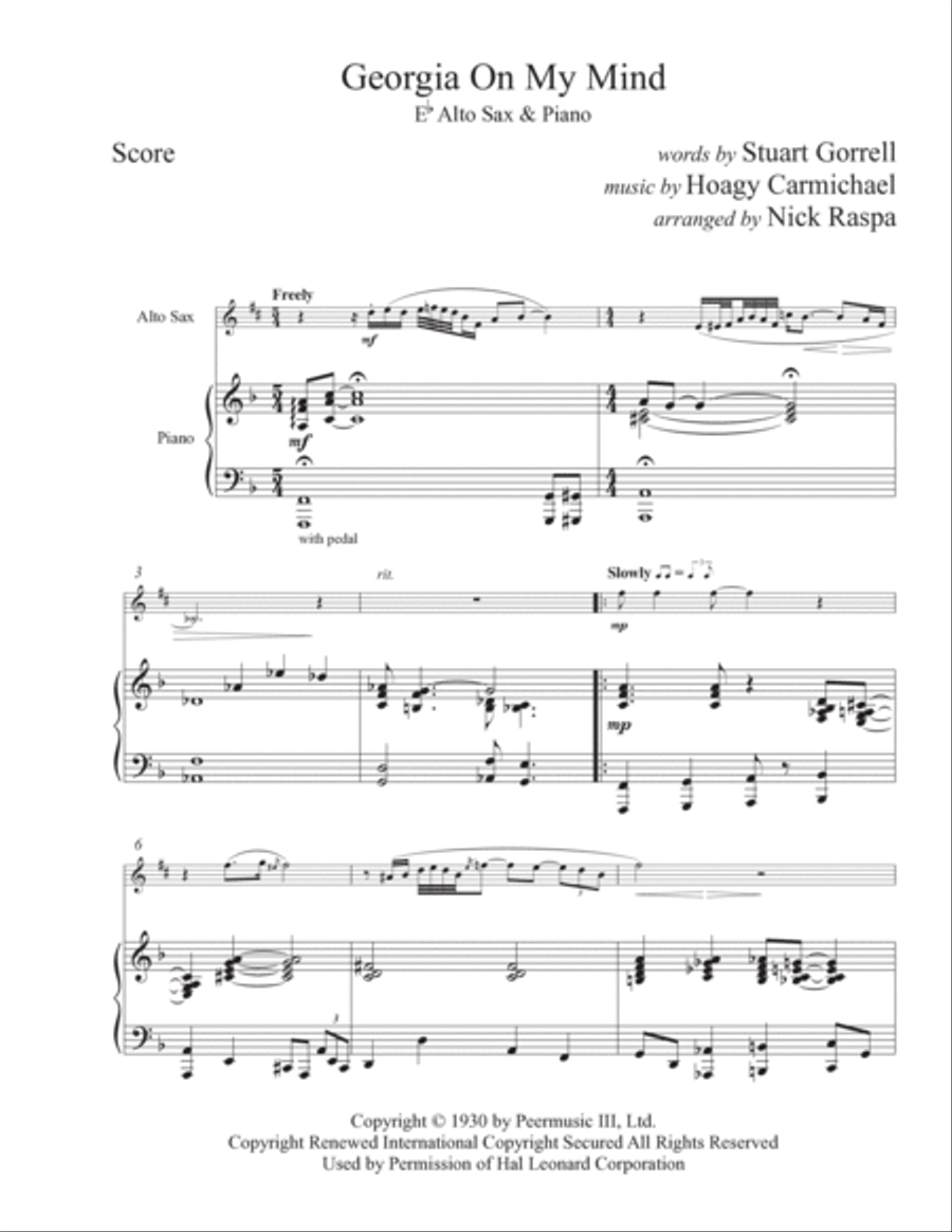 Georgia On My Mind Alto Saxophone scores gallery preview page 5