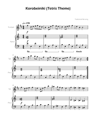 Book cover for Tetris Theme for Trumpet and Piano