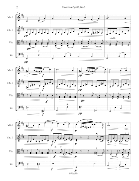 Raff: Cavatina, Op.85, No.3 - String Quartet image number null