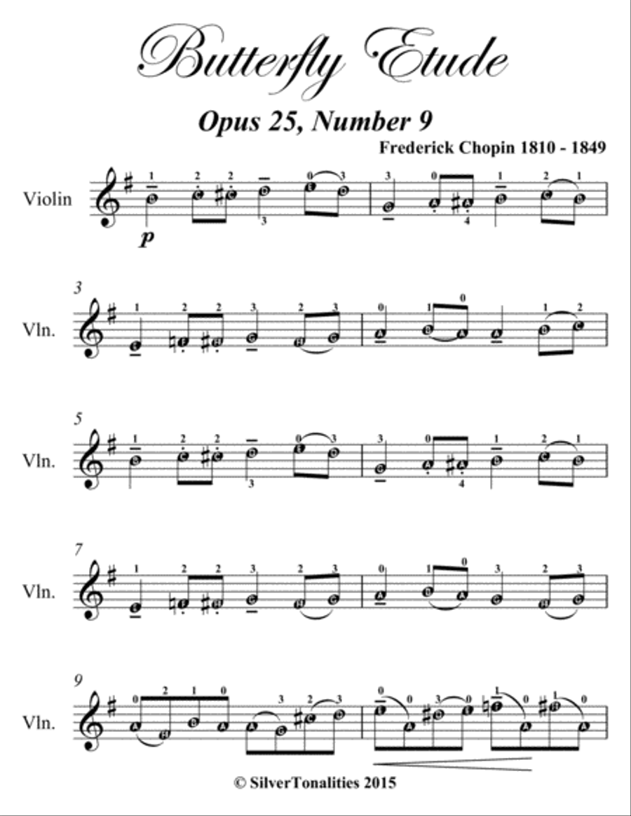Butterfly Etude Opus 25 Number 9 Easy Violin Sheet Music Butterfly Etude Opus 25 Number 9 Easy Violin Sheet Music Violin Solo scores gallery preview page 2