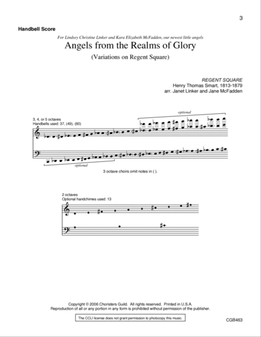 Angels from the Realms of Glory (Handbell Score) Handbell Choir scores gallery preview page 3