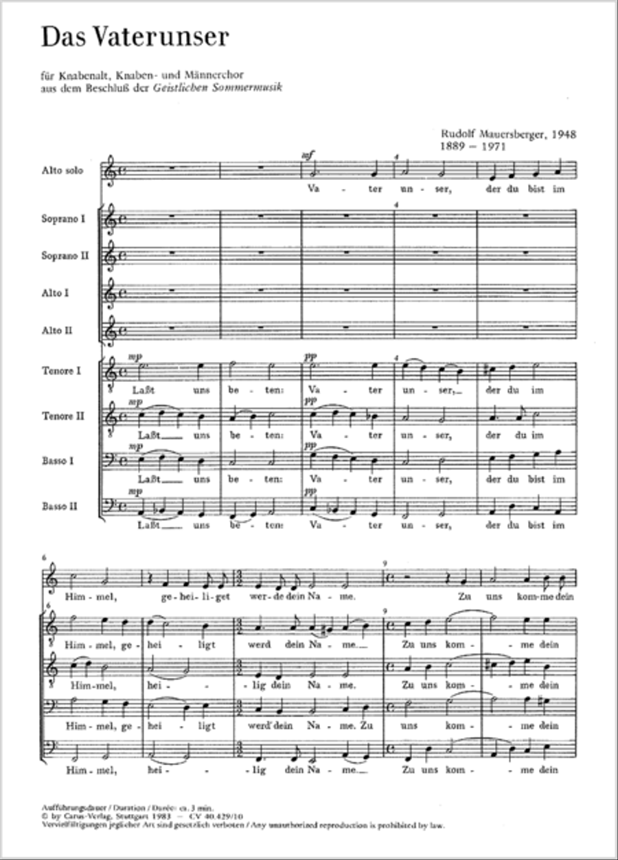 Our father (Vater unser) Our father (Vater unser) TTBB scores gallery preview page 2