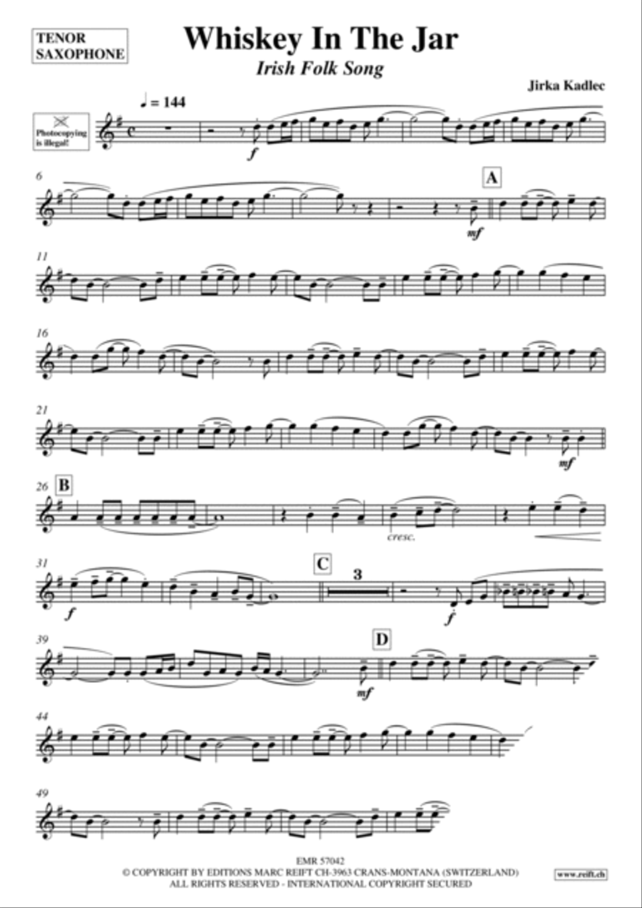 Whiskey In The Jar Tenor Saxophone scores gallery preview page 3