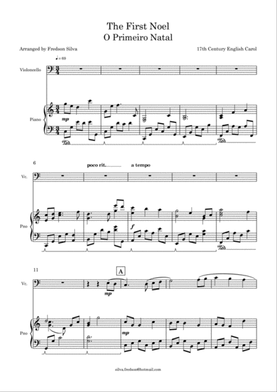 The First Noel (O Primeiro Natal) - Piano and Violoncello String Duet scores gallery preview page 2