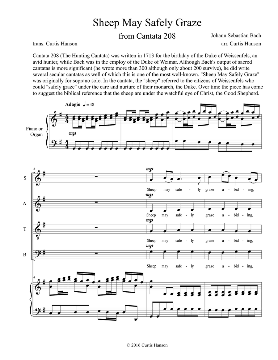 Sheep May Safely Graze (SATB) 4-Part scores gallery preview page 1