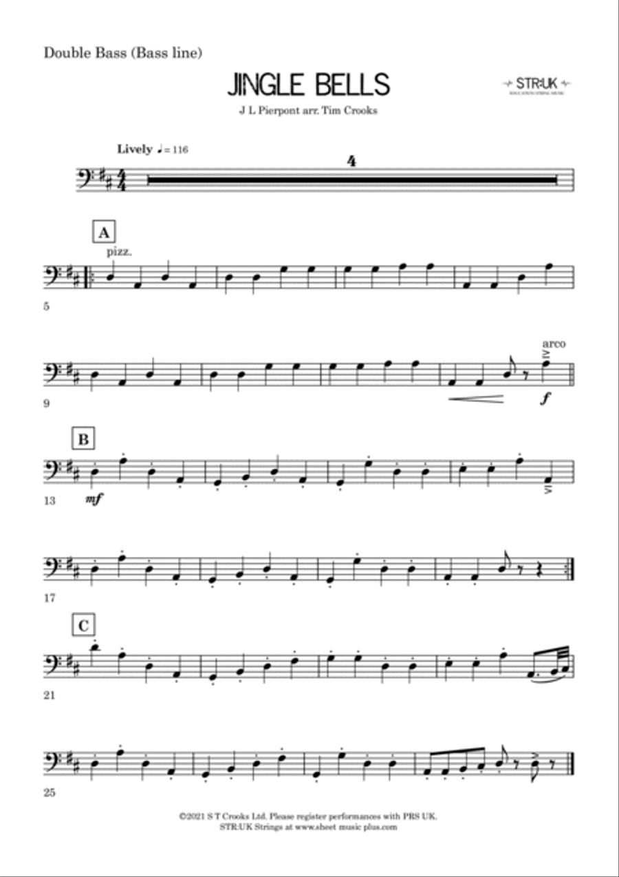 Jingle Bells (STR:UK Double Bass Solo) Double Bass scores gallery preview page 3