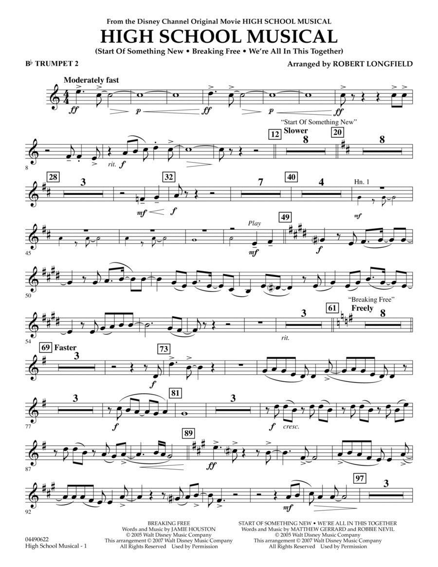 High School Musical - Bb Trumpet 2 B-Flat Trumpet scores gallery preview page 1