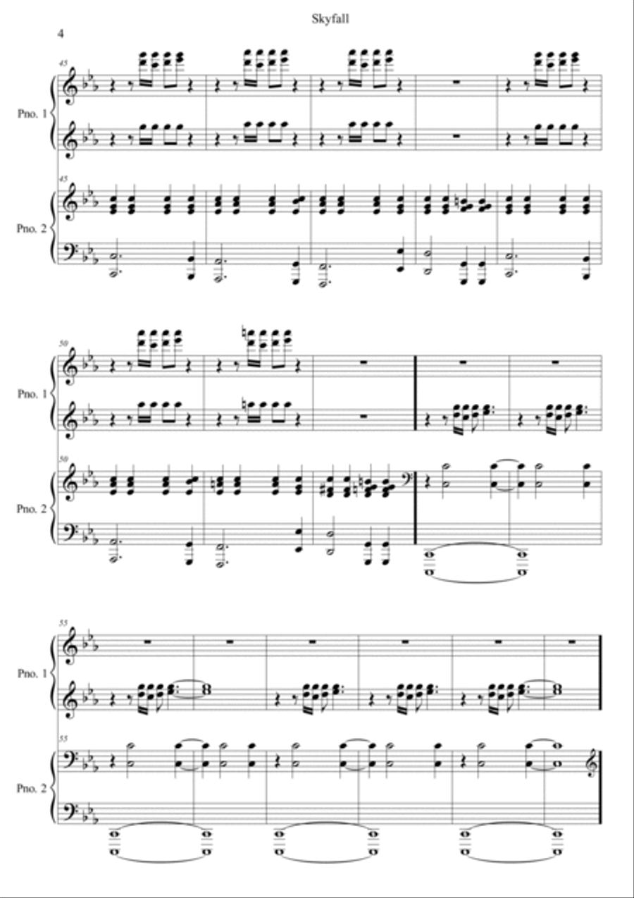 Skyfall Skyfall 1 Piano, 4-Hands scores gallery preview page 4