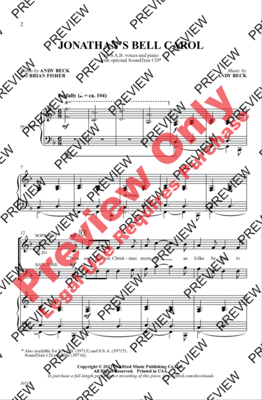 Jonathan's Bell Carol 3-Part scores gallery preview page 2