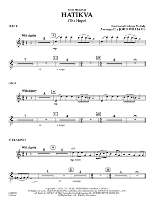 Hatikva (from Munich) (arr. John Williams) - Flute/Oboe/Bb Clarinet (Opt.)