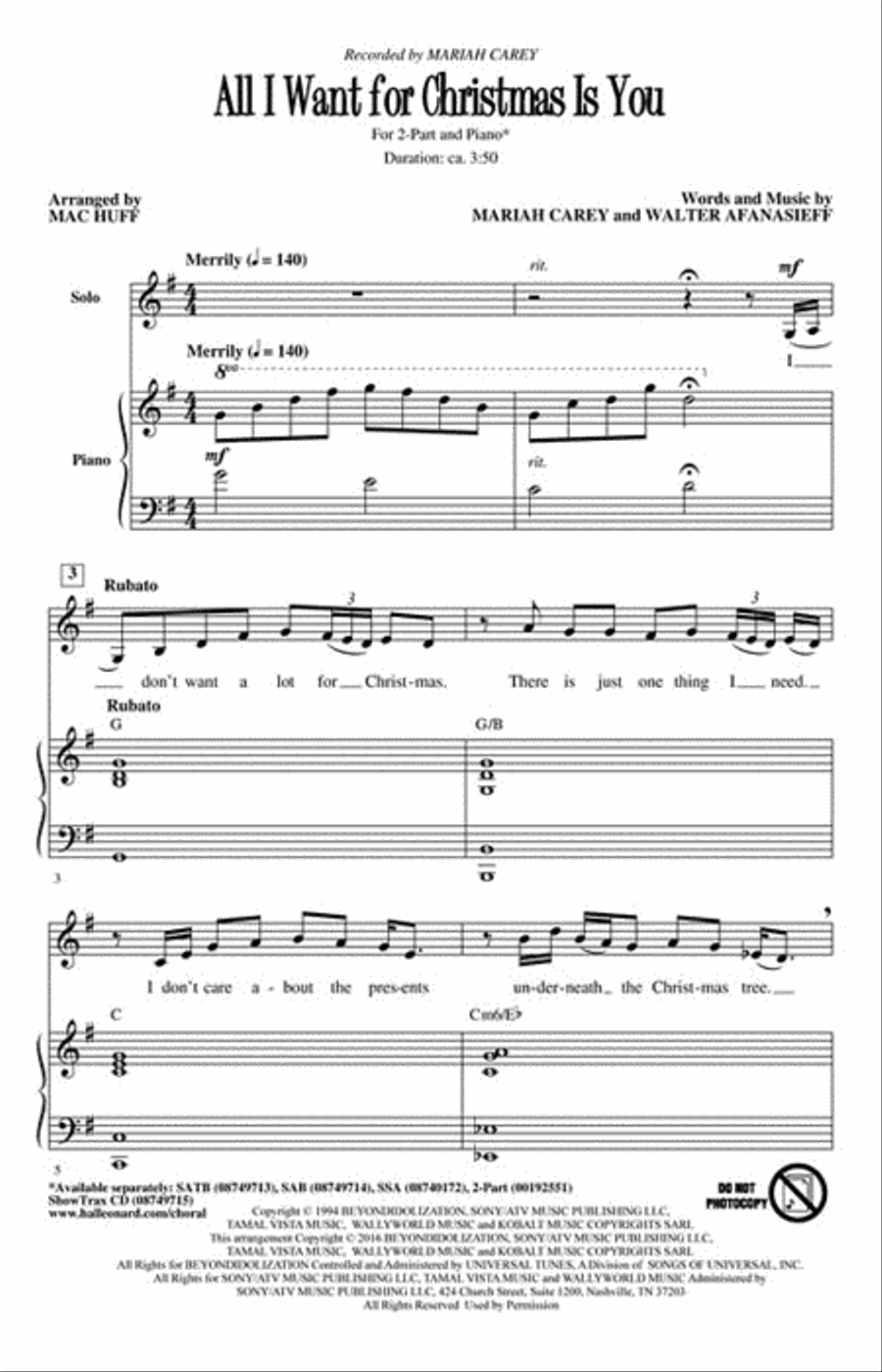 All I Want for Christmas Is You 2-Part scores gallery preview page 2