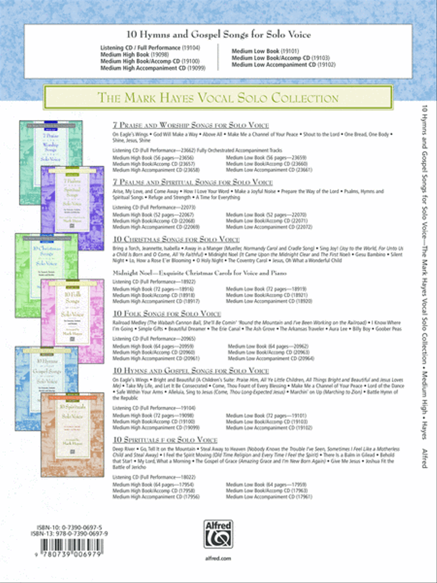 The Mark Hayes Vocal Solo Collection -- 10 Hymns and Gospel Songs for Solo Voice Medium-High Voice scores gallery preview page 2