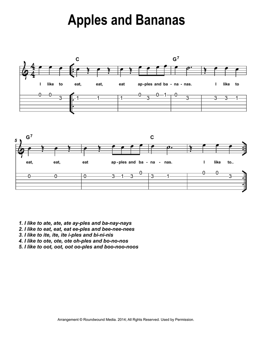 Easy Guitar Nursery Rhymes and Children's Songs (w/chords and TAB) Guitar Tablature scores gallery preview page 3