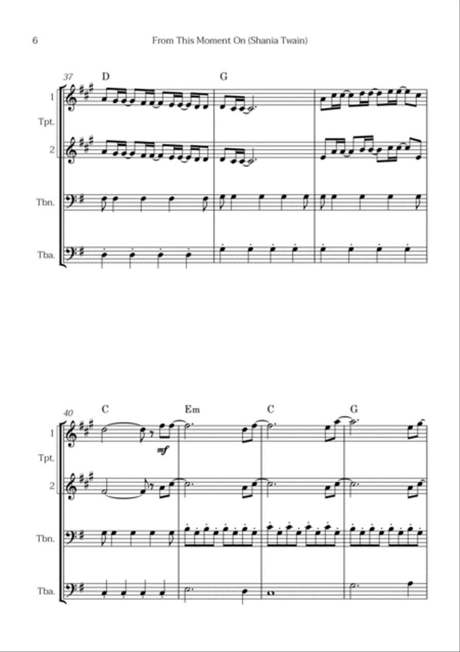 From This Moment On Brass Quartet scores gallery preview page 6