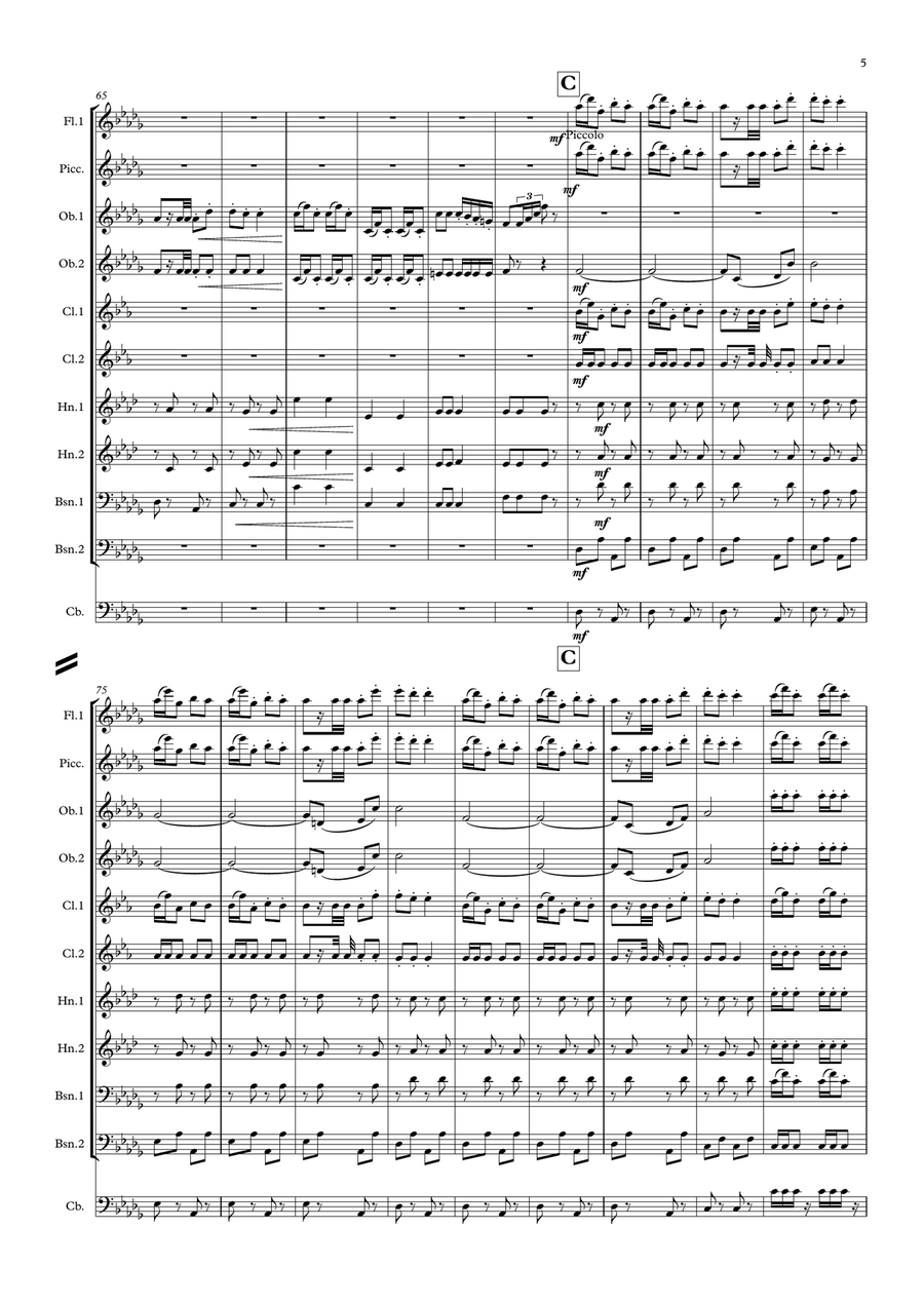 Jessel: Die Parade der Zinnsoldaten Op.123 (Parade of the Tin Soldiers) - symphonic wind Woodwind Quintet scores gallery preview page 5