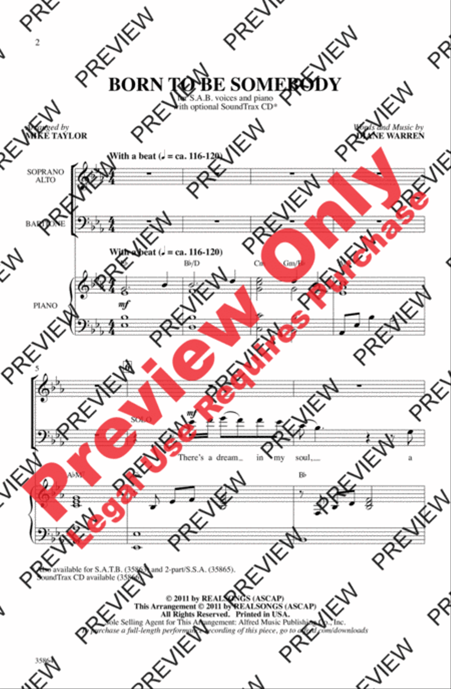 Born to Be Somebody (from Never Say Never) 3-Part scores gallery preview page 2