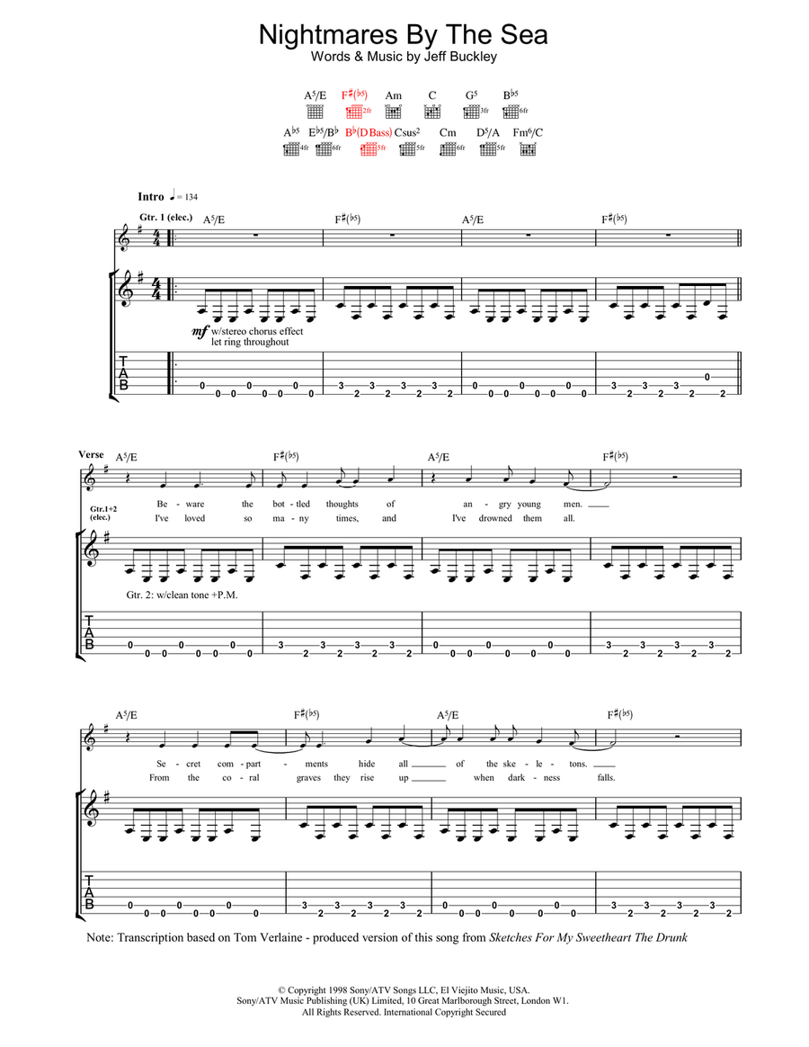 Nightmares By The Sea Acoustic Guitar scores gallery preview page 1