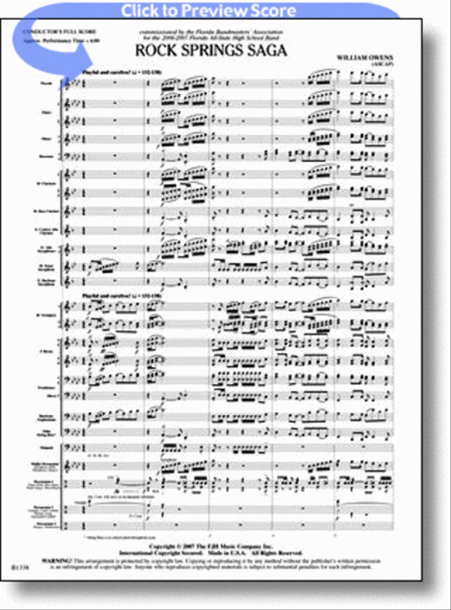 Rock Springs Saga Rock Springs Saga Concert Band scores gallery preview page 1
