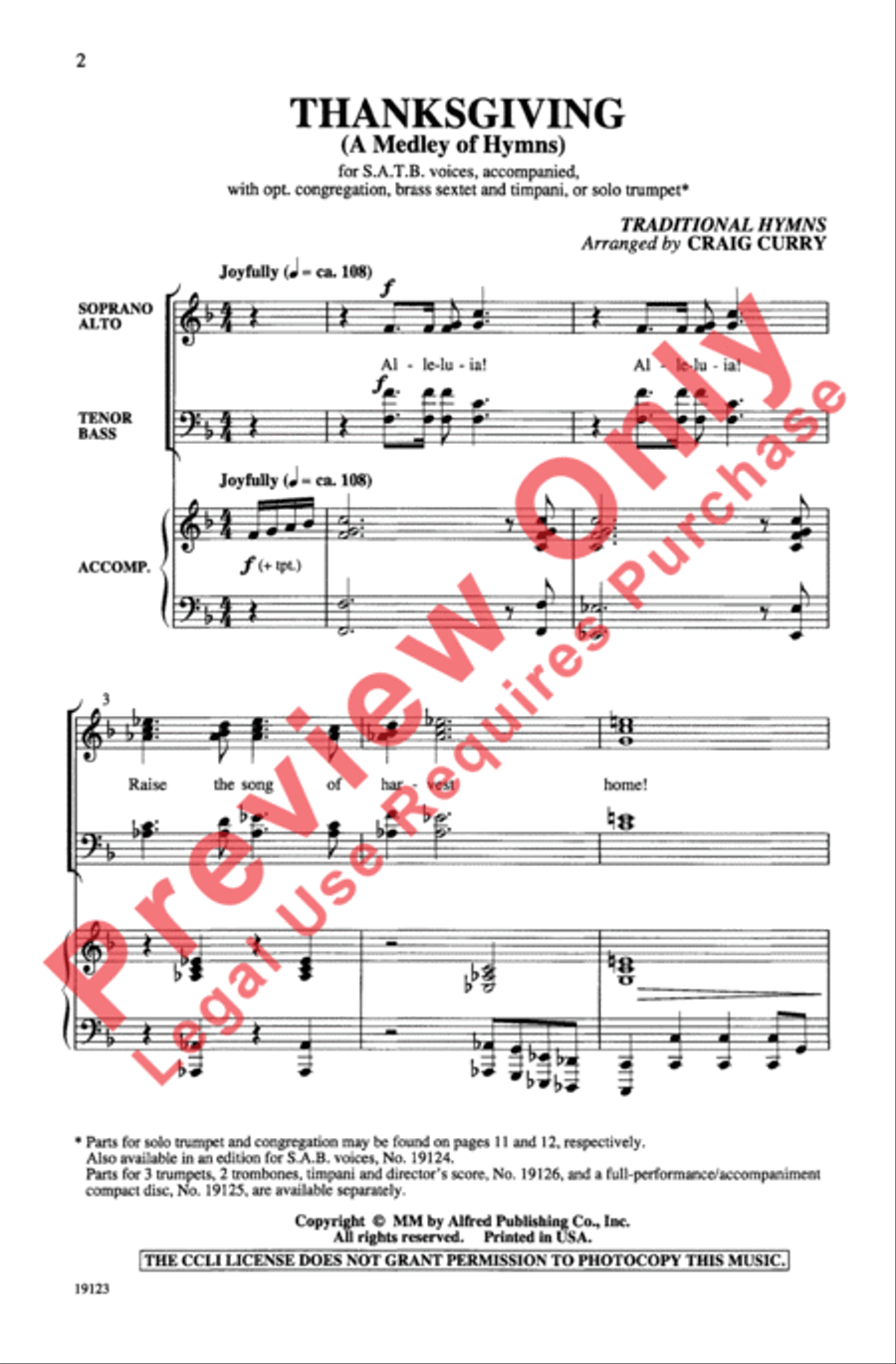 Thanksgiving (A Medley of Hymns) 4-Part scores gallery preview page 2