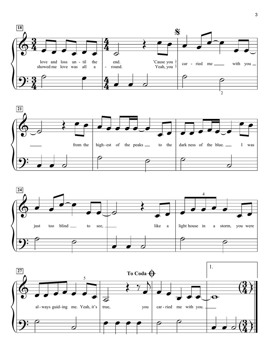 Carried Me With You (from Onward) Easy Piano scores gallery preview page 3