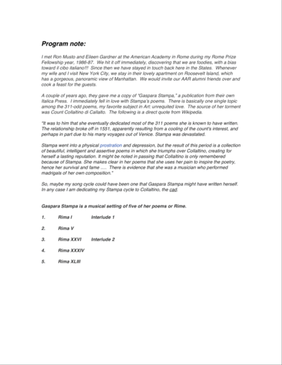 Gaspara Stampa (2014) for soprano and piano Soprano Voice scores gallery preview page 2
