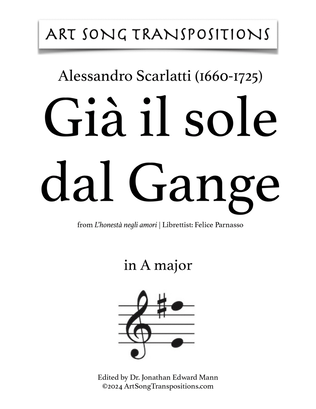 Book cover for SCARLATTI: Già il sole dal Gange (transposed to A major)