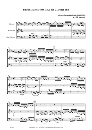 Sinfonia No.15 BWV.801 for Clarinet Trio