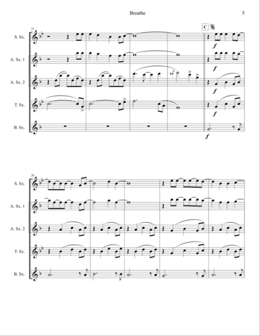 Breathe Breathe Woodwind Quartet scores gallery preview page 5