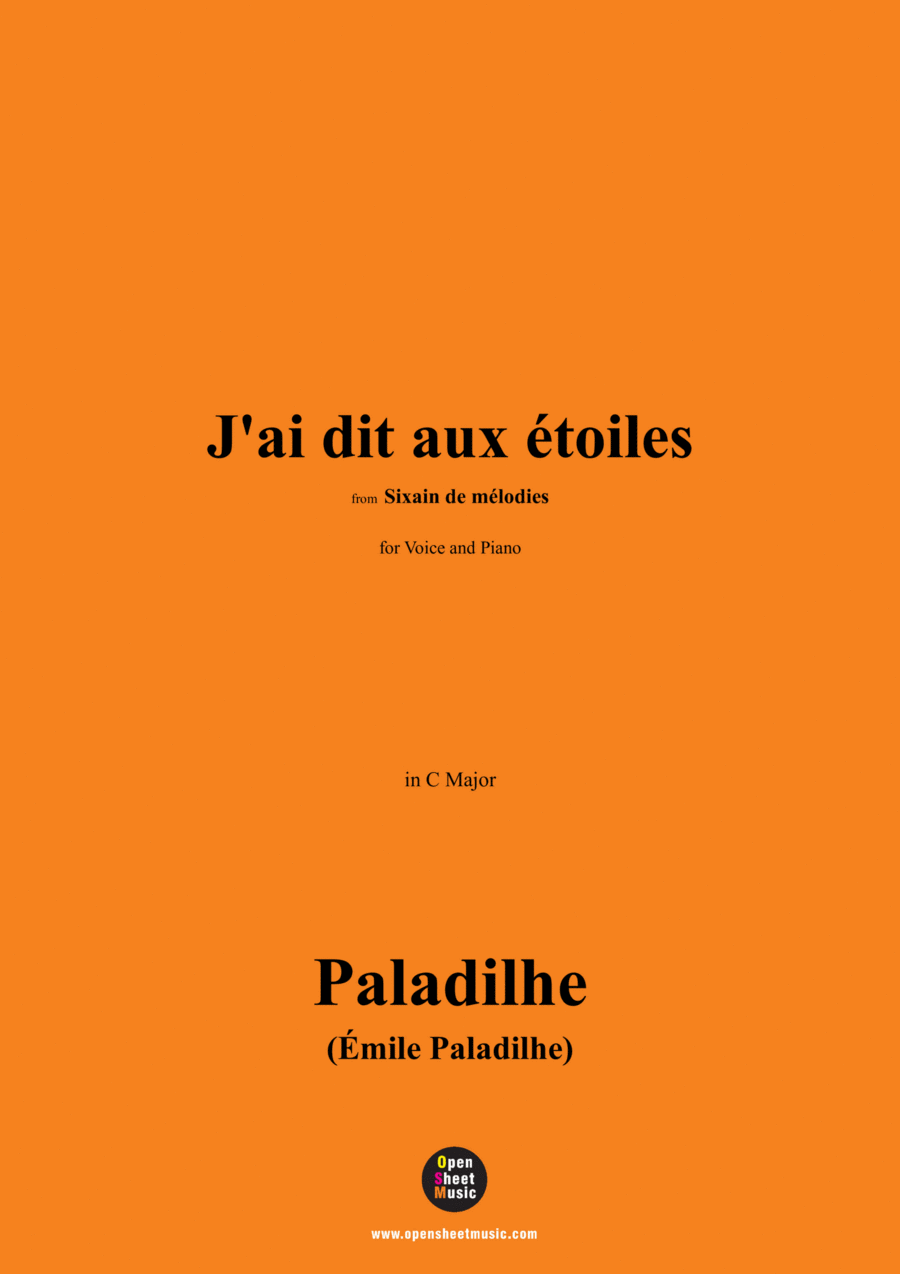 Paladilhe-J'ai dit aux étoiles(Sérénade),in C Major Voice scores gallery preview page 1