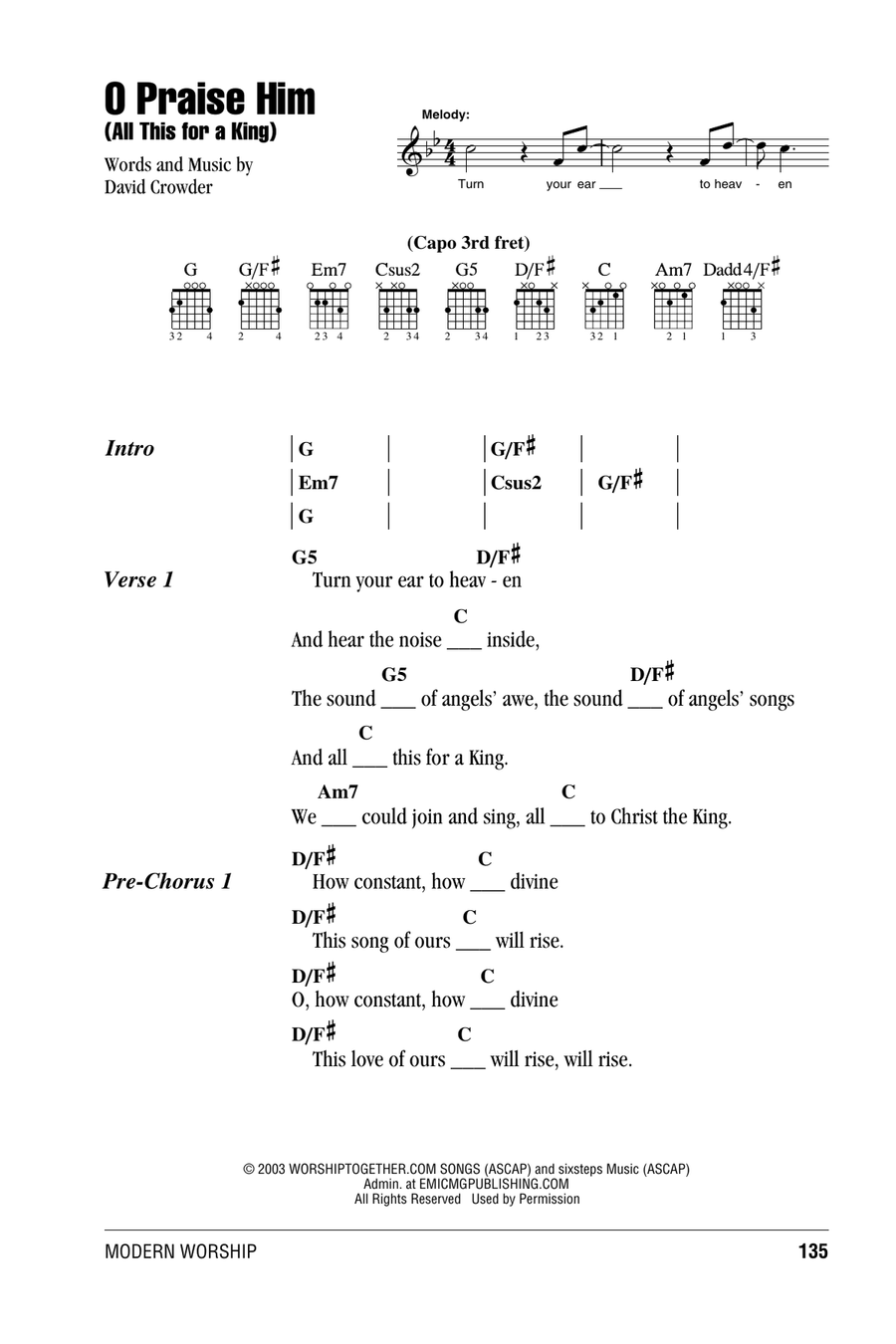 O Praise Him (All This For A King) Acoustic Guitar scores gallery preview page 1