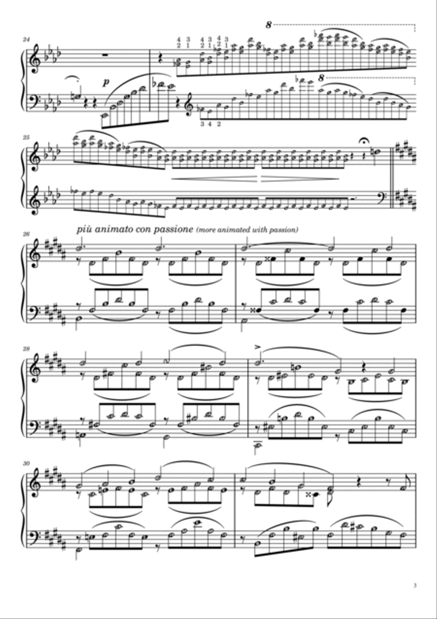 Liebestraum No. 3 in A flat major with note names & meanings - Self Learning Series Piano Method scores gallery preview page 3