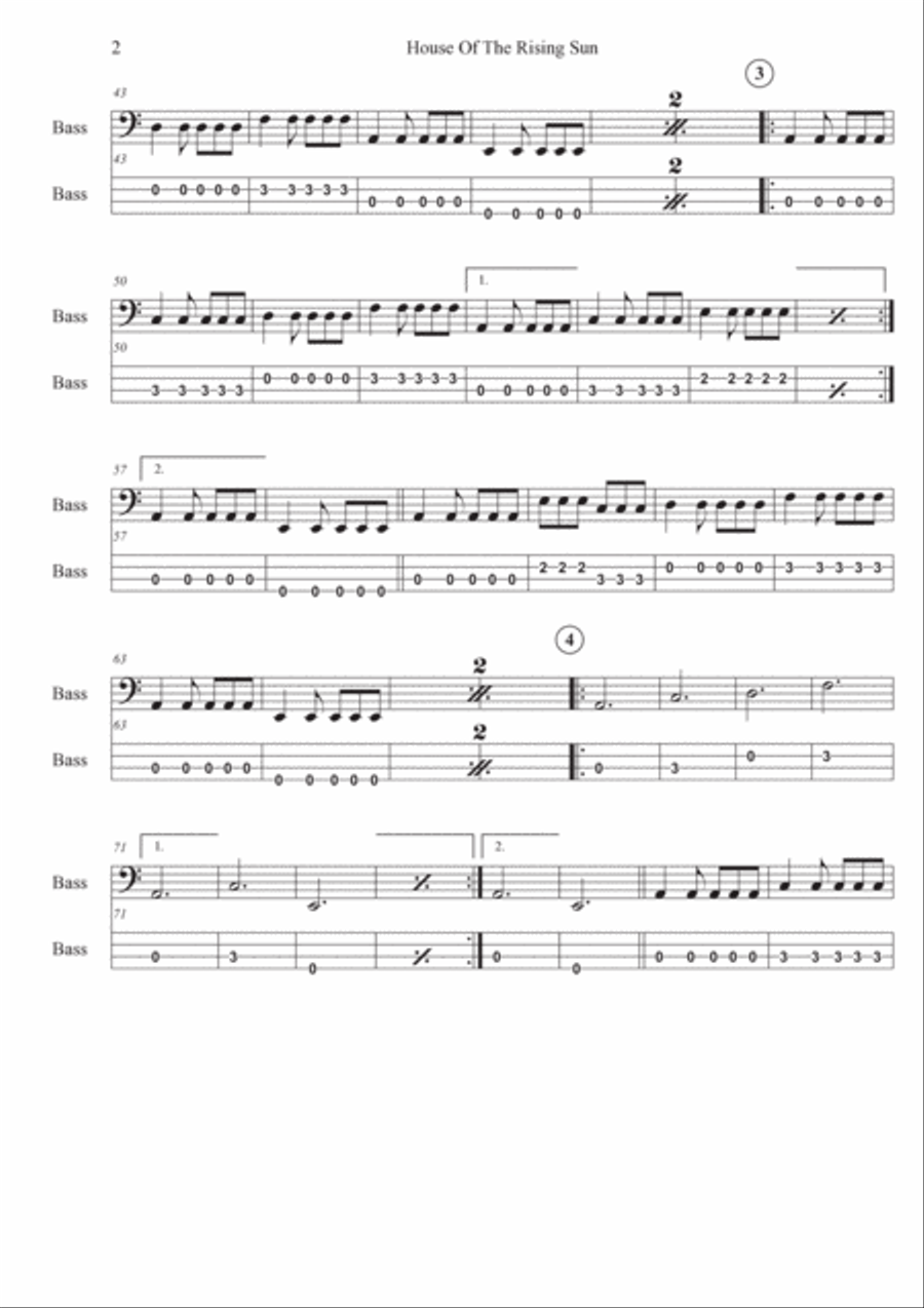 The House Of The Rising Sun Guitar Tablature scores gallery preview page 2