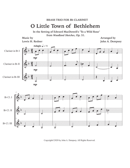 O Little Town of Bethlehem (Clarinet Trio) image number null