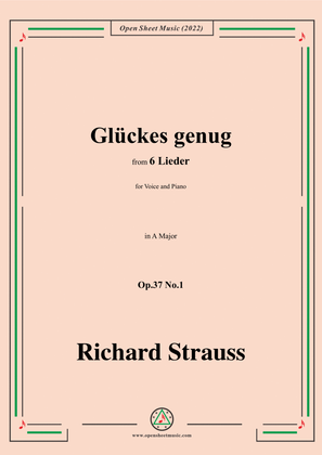 Richard Strauss-Glückes genug,in A Major,Op.37 No.1