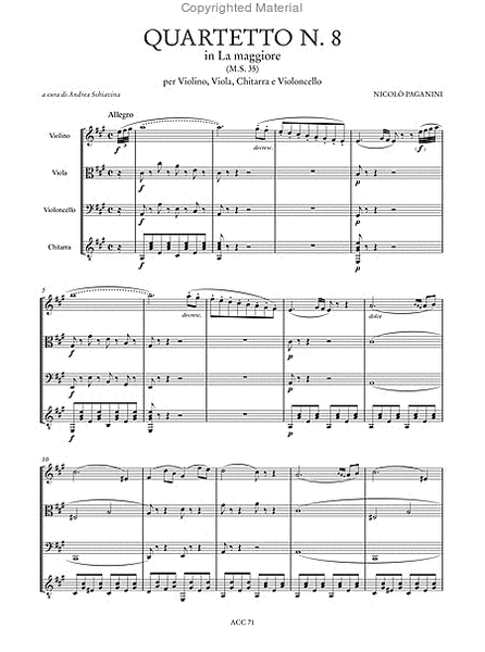 Quartet No. 8 in A Major (M.S. 35) for Violin, Viola, Guitar and Violoncello