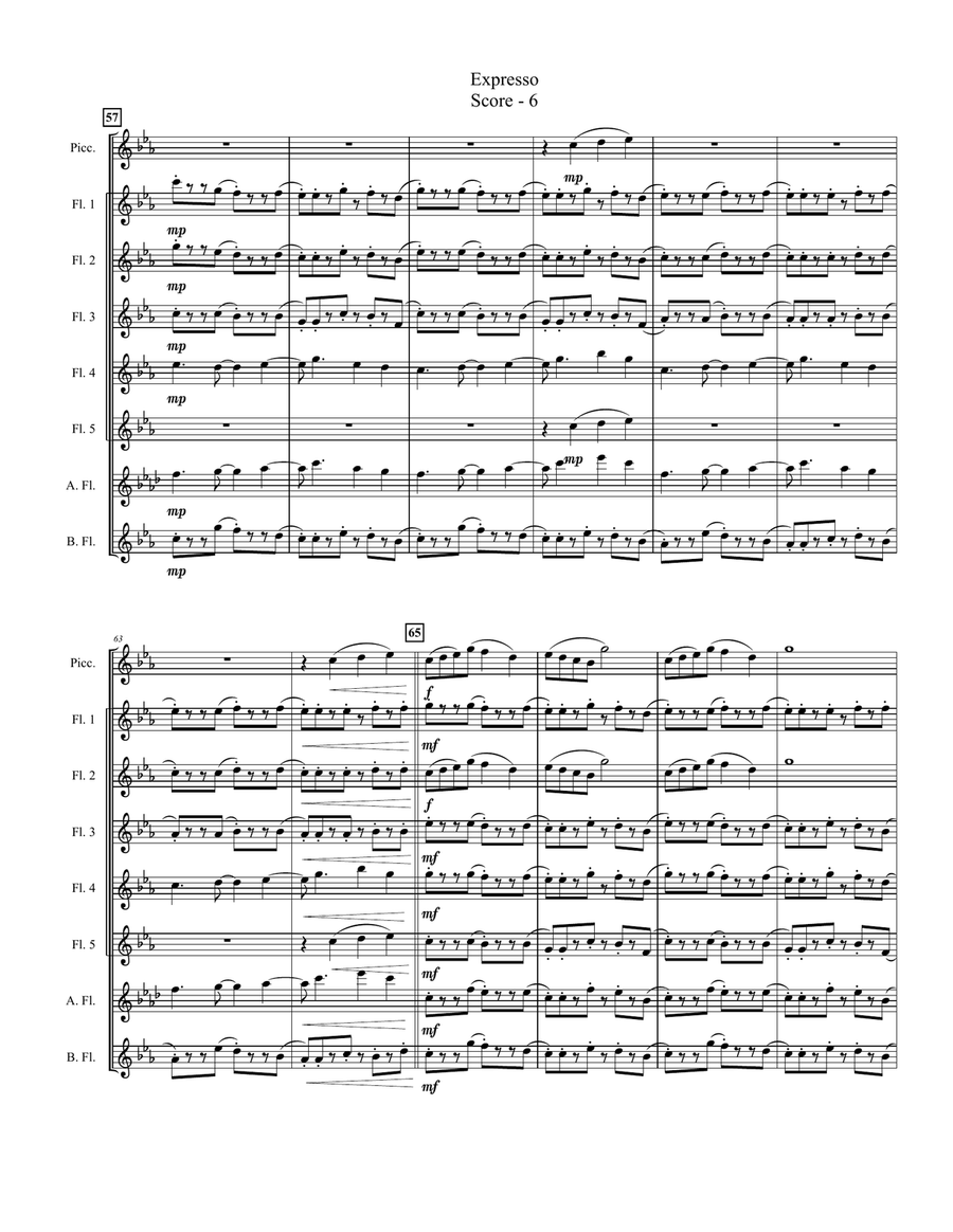 Expresso (for Expandable Flute Choir) Flute Choir scores gallery preview page 6