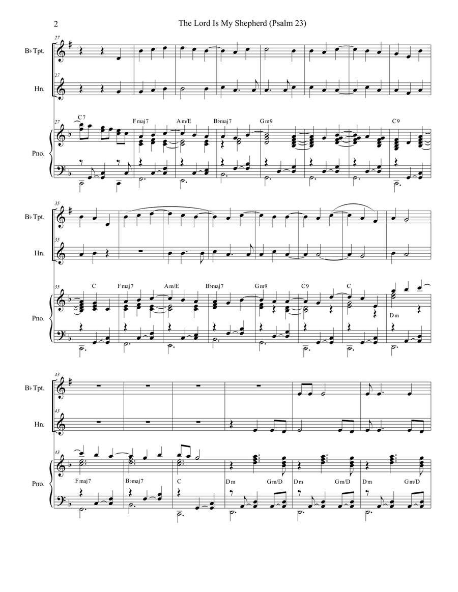 Psalm 23 (theme From The Vicar Of Dibley) Brass Duet scores gallery preview page 2