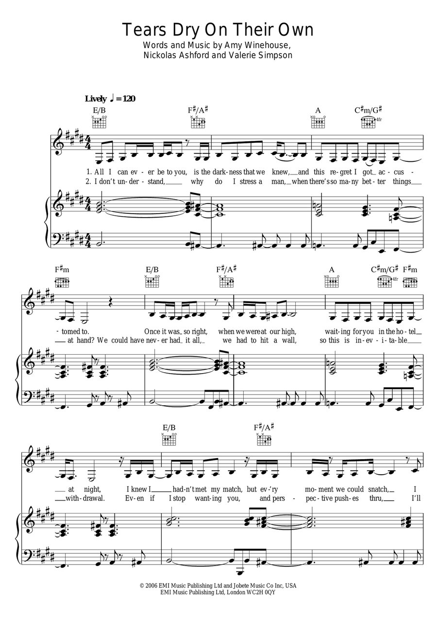 Tears Dry On Their Own Acoustic Guitar scores gallery preview page 1