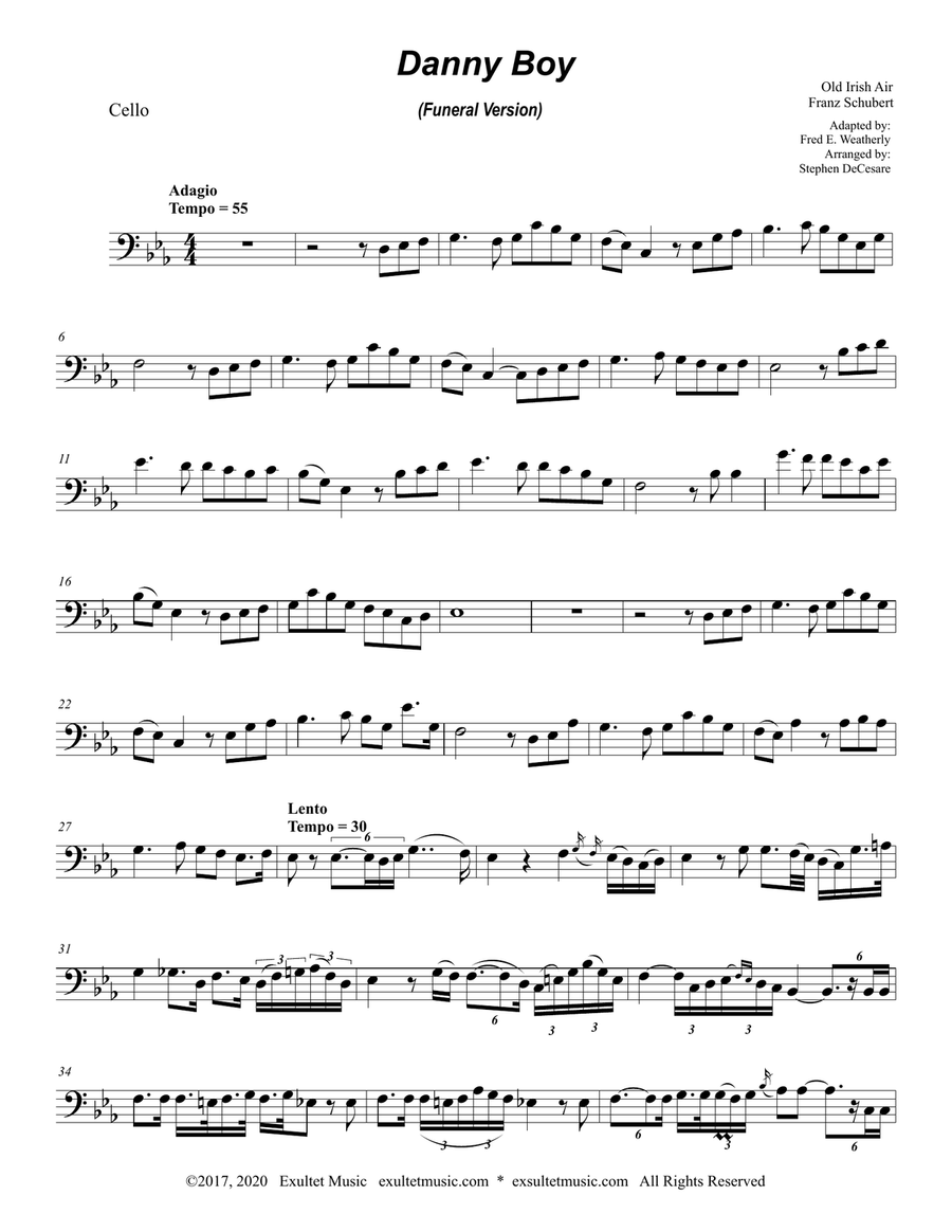 Danny Boy (Funeral Version) (Cello Solo and Piano) Piano scores gallery preview page 5