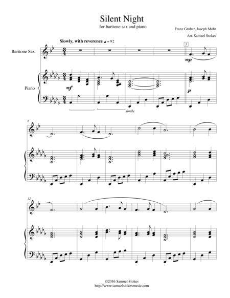 Silent Night - for baritone sax and piano image number null