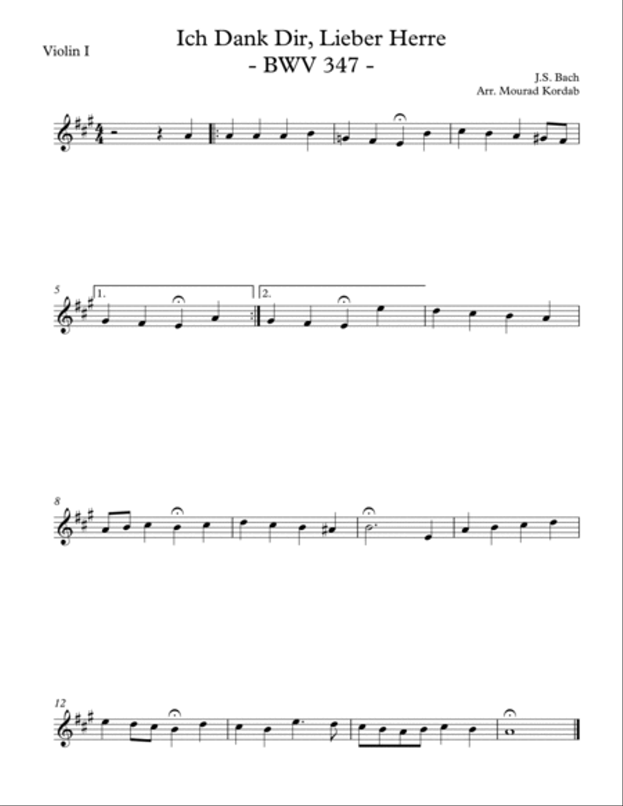 Ich Dank Dir, Lieber Herre - BWV 347 String Quartet scores gallery preview page 4