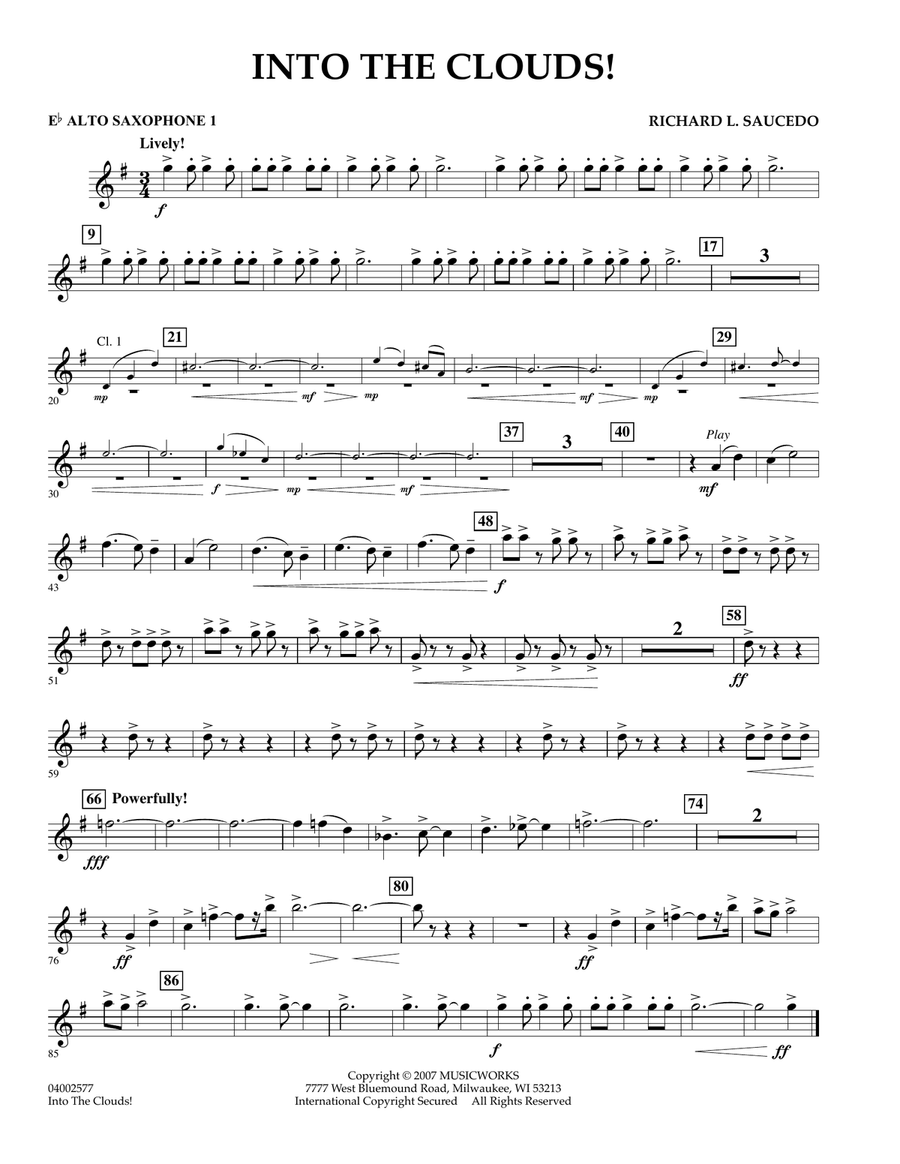 Into The Clouds! - Eb Alto Saxophone 1 Concert Band scores gallery preview page 1