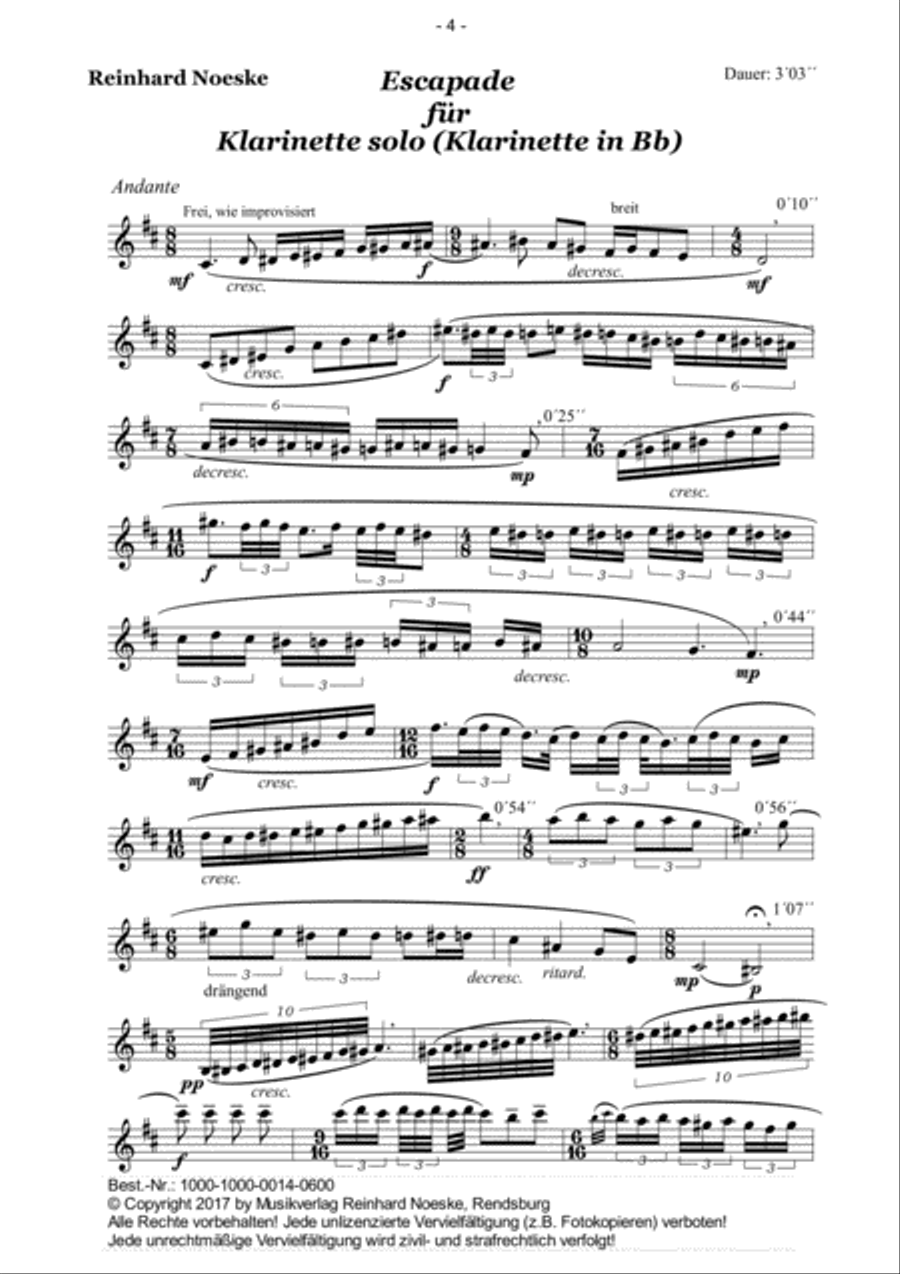 Escapade für Klarinette solo Clarinet Solo scores gallery preview page 6