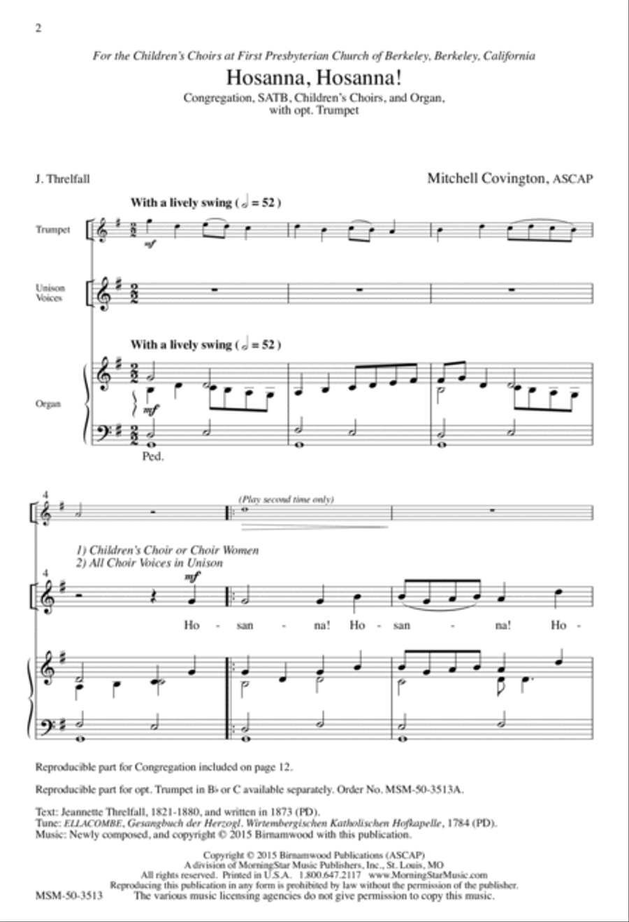Hosanna, Hosanna! Hosanna, Hosanna! 4-Part scores gallery preview page 2