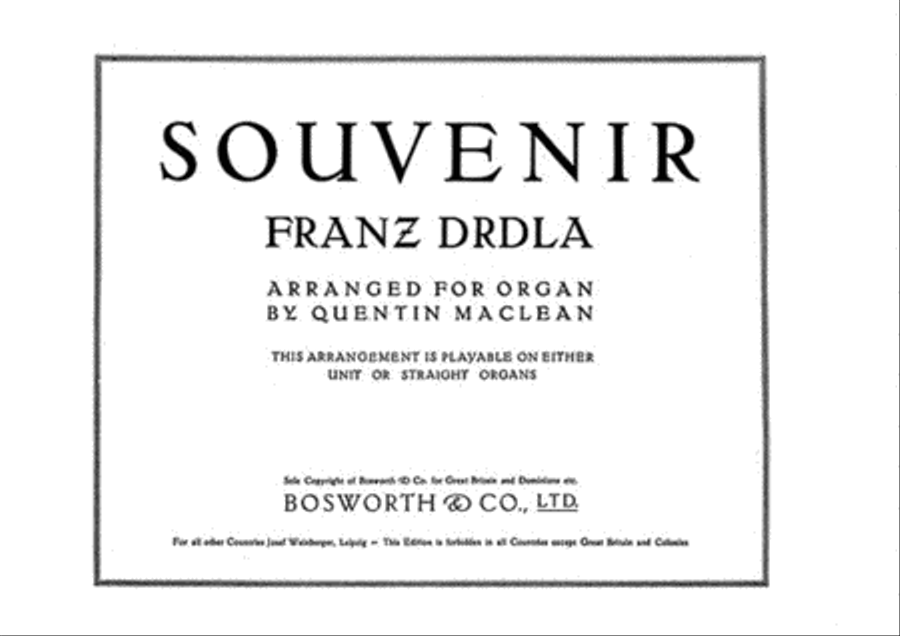 Souvenir For Organ Souvenir For Organ Organ Solo scores gallery preview page 1