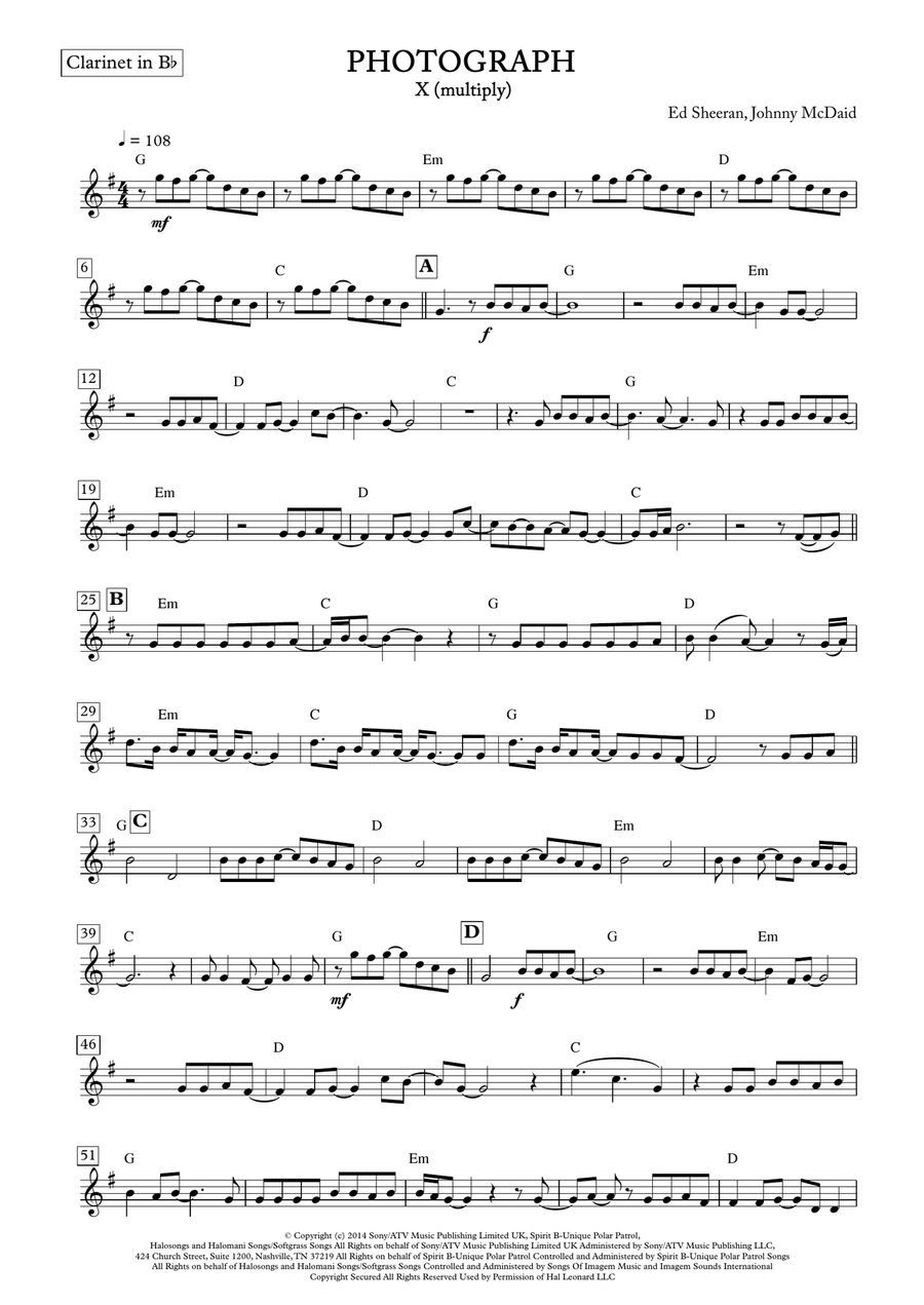 Photograph Clarinet Solo scores gallery preview page 1